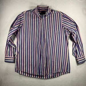 VTG 80s Kenneth Gordon Signature Mens XL Striped Button Down Shirt Cotton USA